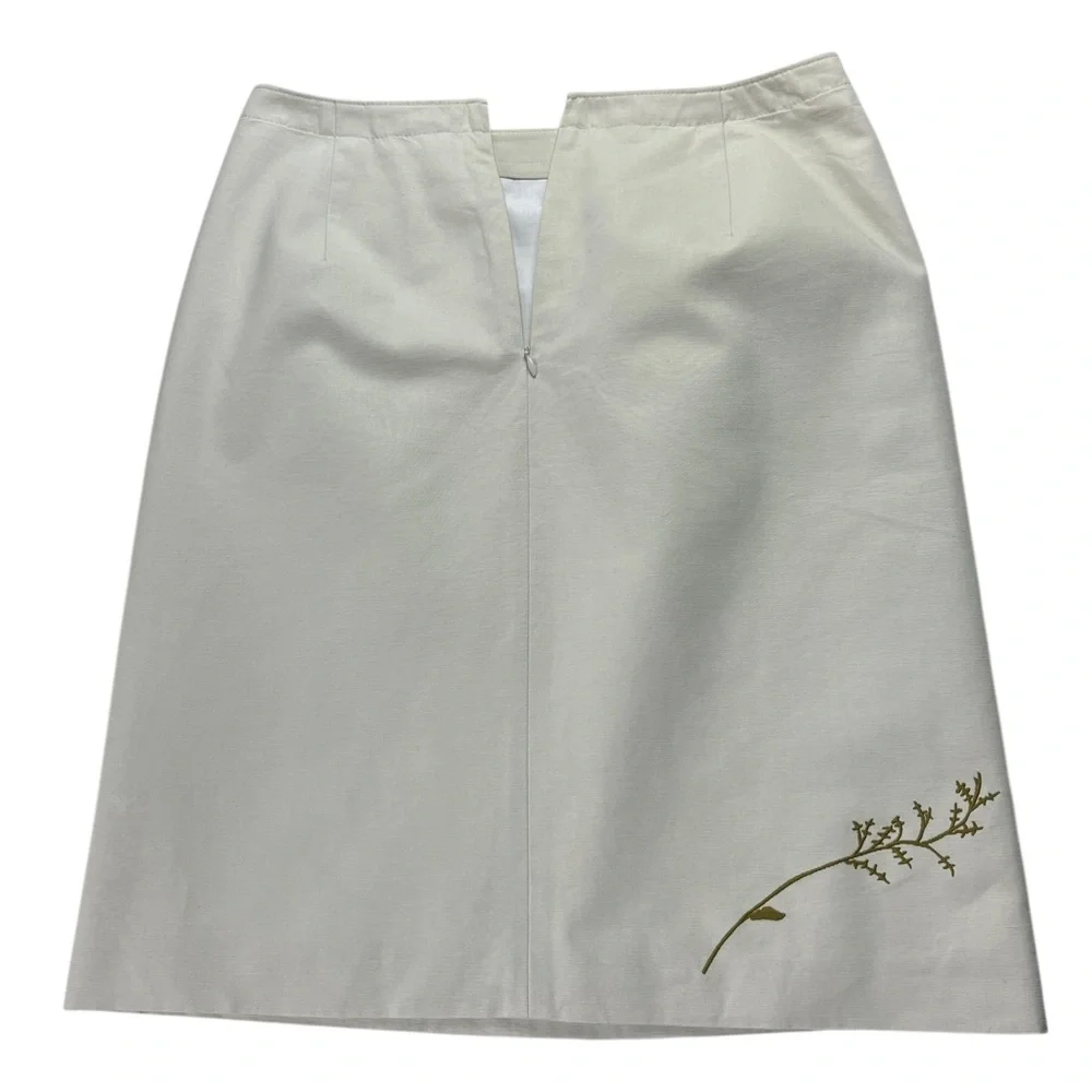 J. Crew A-Line Skirt 100% Cotton Fully Lined Floral Embroidered Size 10 Cottage